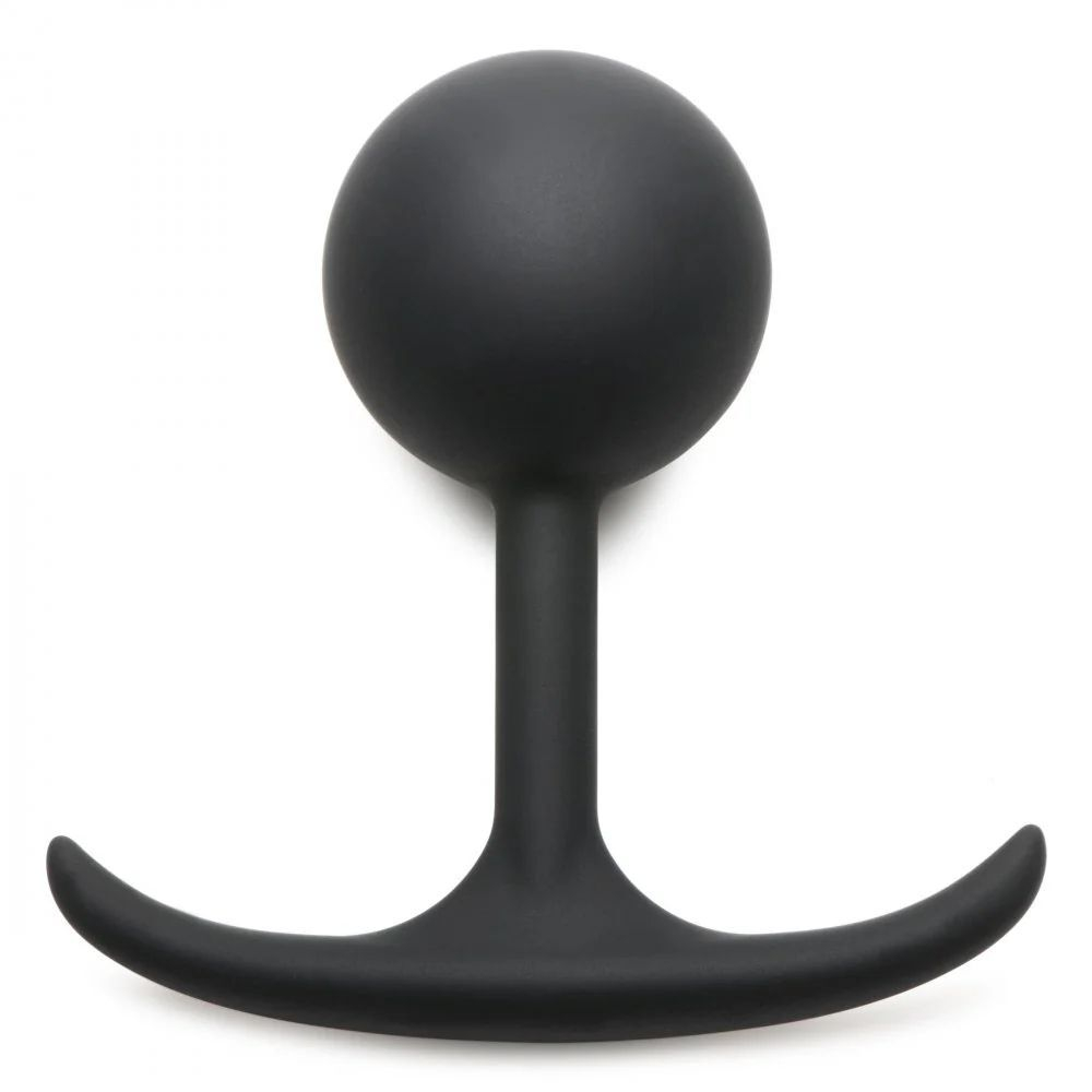 Черная анальная пробка с утяжелением Premium Silicone 4.4 Weighted Round Plug - 10,9 см. (Цвет: черный)