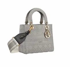 Сумка женская Dior Lady D-lite, модель среднего формата серый