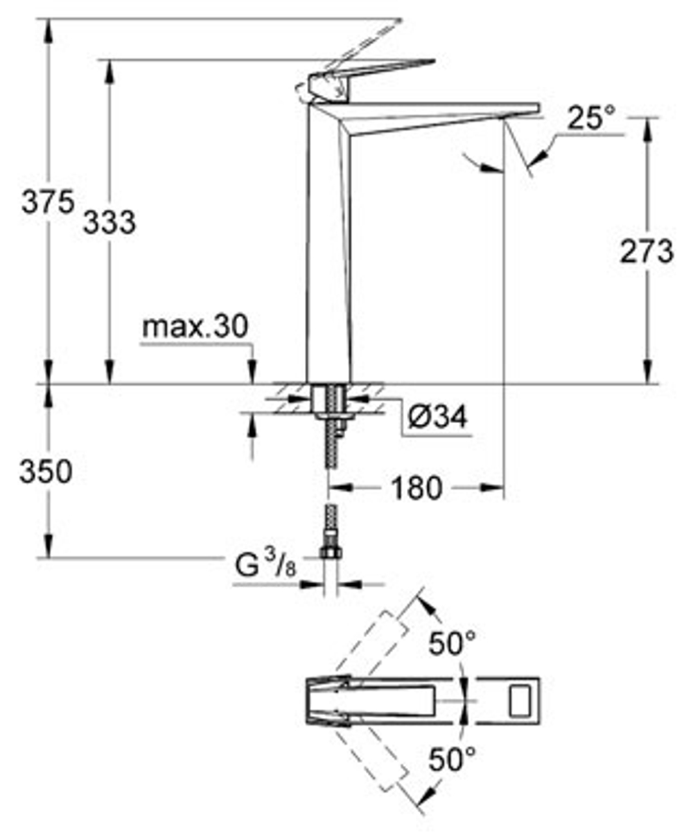 Смеситель для раковины высокий Grohe Allure Brilliant 23114 000 схема