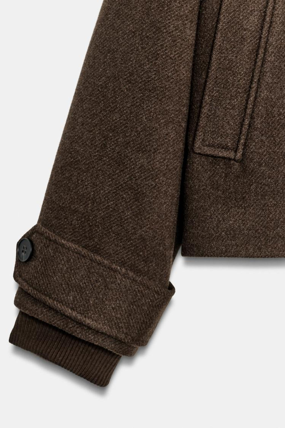 ZARA КОРОТКОЕ МЯГКОЕ ДВУБОРТНОЕ ПАЛЬТО, КОРИЧНЕВЫЙ