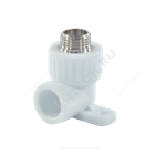 Угольник PP-R комбинированный белый Дн 20х1/2" НР с креплением VALFEX 10121020