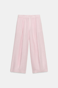 ZARA БРЮКИ BARREL ИЗ ЛЬНА — ZW COLLECTION, СВЕТЛАЯ МАЛЬВА