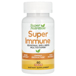 Super Nutrition, Super Immune, высокоэффективные мультивитамины с глутатионом, минералами и травами для укрепления иммунитета, 60 таблеток
