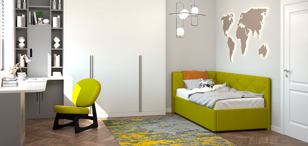 Кровать Селия (с.м.090*200) Newtone Flamingo, ВариантКроя1 /