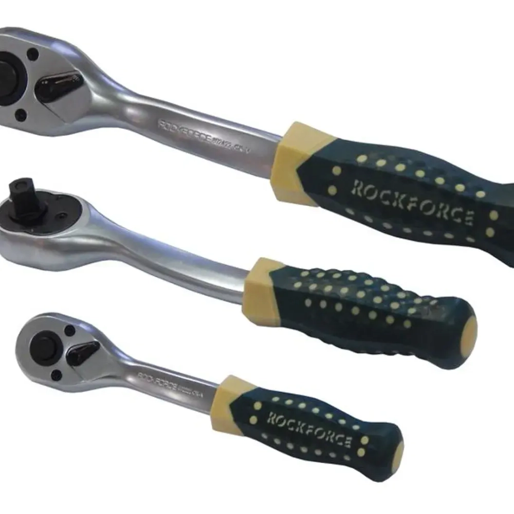 Трещотка реверсивная усиленная изогнутая с резиновой ручкой 1/2''(72зуб.) RockForce##Rock FORCE RF-802422