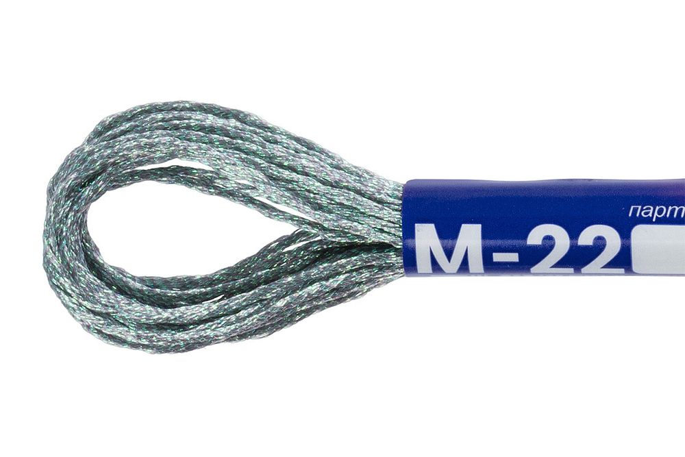 Мулине Gamma металлик, цв.М-22 серебряный, 12 мотков по 8 метров