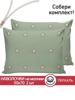 Наволочка комплект 2шт перкаль Сказка "Creeper" 50x70 см на молнии
