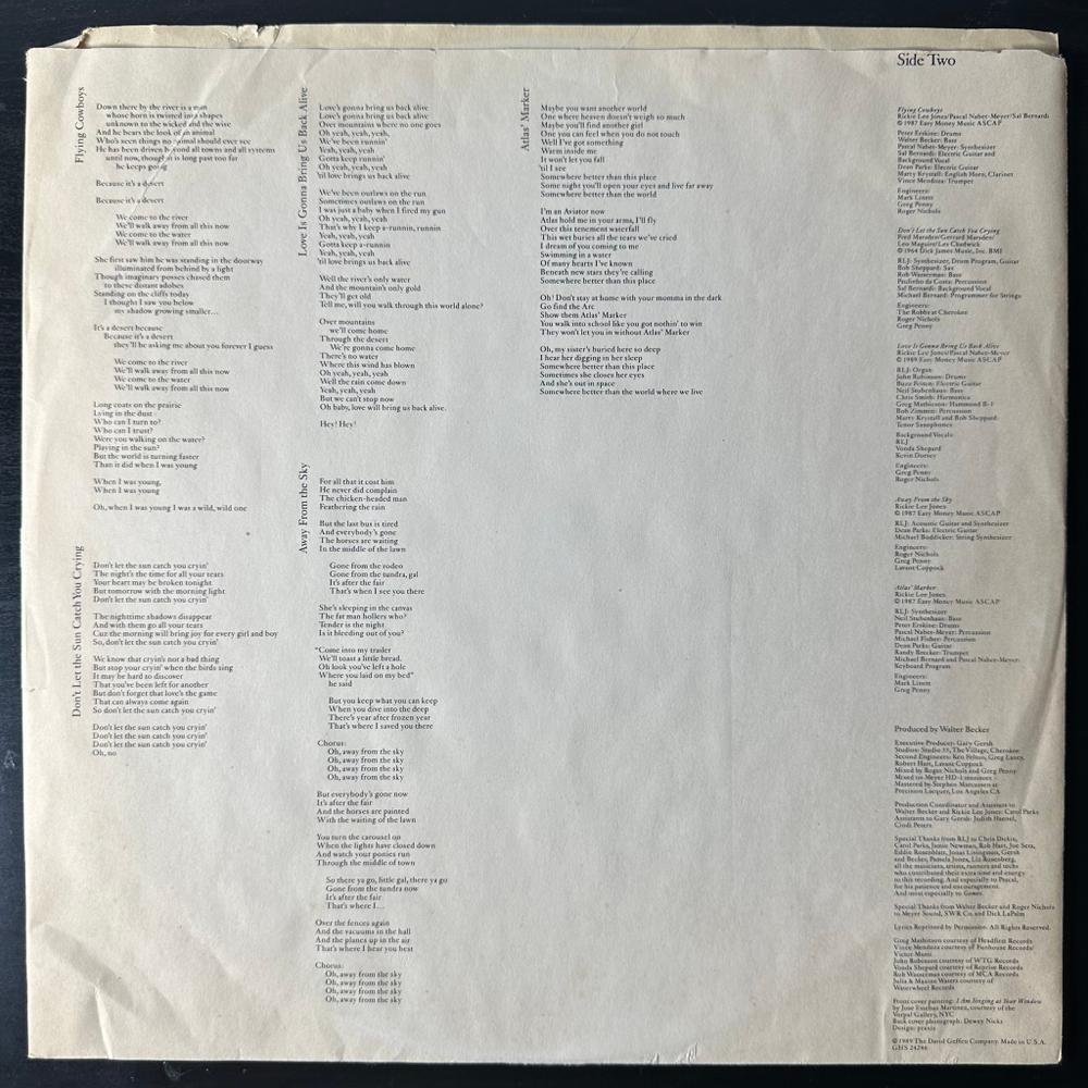 Rickie Lee Jones ‎– Flying Cowboys (США 1989г.)