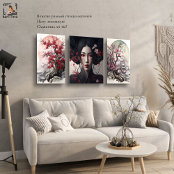 Картина модульная "Она самурай", 80 см х 40 см