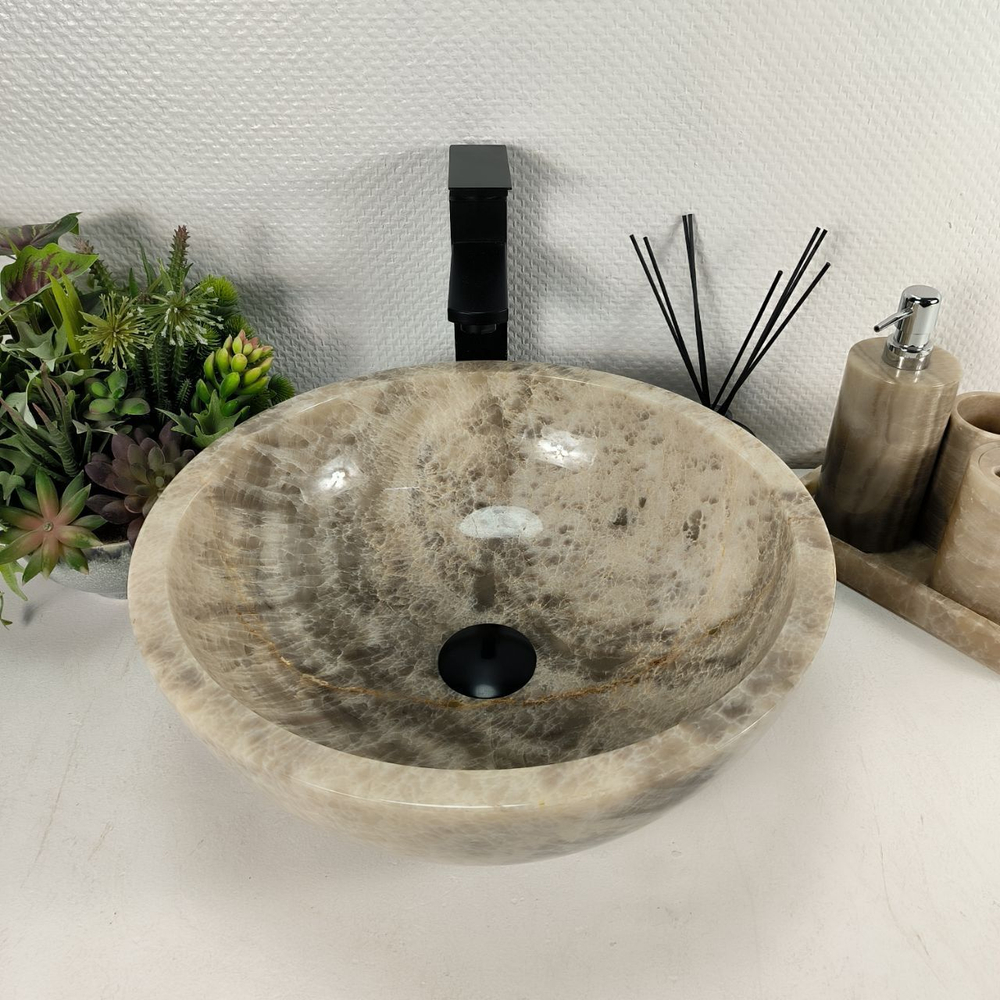 Раковина из оникса Bowl Grey BO-64545 40x40x15 из натурального камня