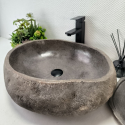 Раковина из речного камня RS-63442 (57x46x16) из натурального камня