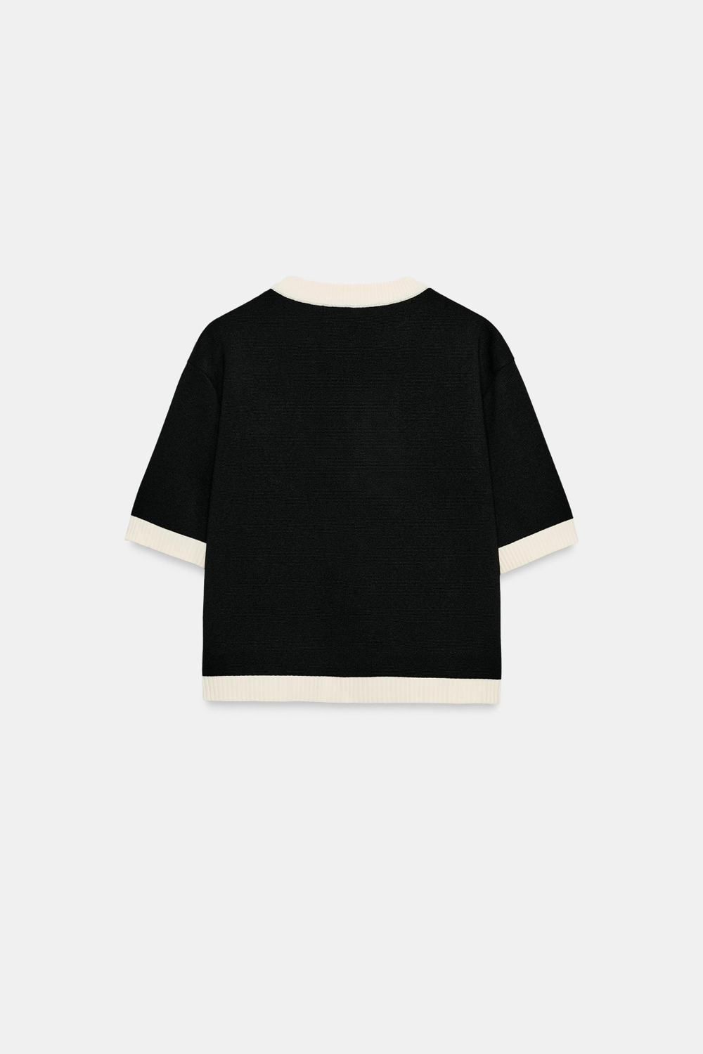 ZARA КАРДИГАН С КОРОТКИМИ РУКАВАМИ И КАРМАНАМИ, ЧЕРНЫЙ/БЕЛЫЙ
