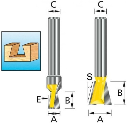 Фреза Ласточкин хвост 9.5х9.5, S8, 2T Makita D-10883