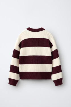 ZARA СВИТЕР В ПОЛОСКУ, БУРГУНДИ