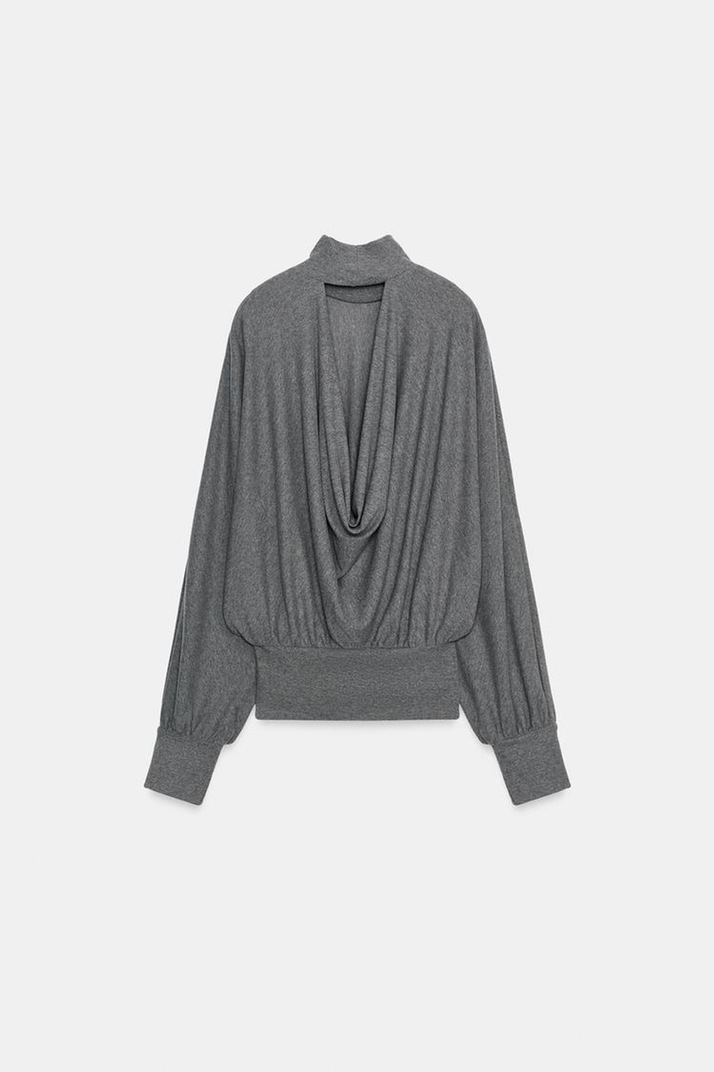 ZARA ТОП С ОТКРЫТОЙ СПИНОЙ, СЕРЫЙ МЕЛАНЖ