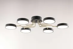 Люстра потолочная светодиодная NewRgy 18055STD/6 AB+BK, 48 Вт, бронзовая и чёрная
