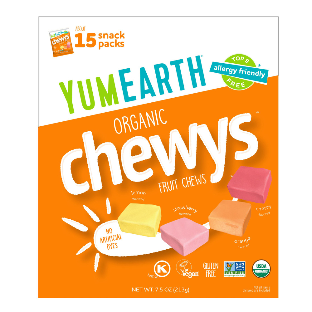 YumEarth, Organic Chewys™, фруктовые жевательные таблетки, 15 упаковок по 14 г (0,5 унции)