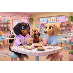 Pazl \ Puzzle \ Пазлы Puzzles - "300" - Dachshunds in the Cafe / Trefl