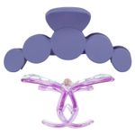 Крабы для волос НАБОР 2 шт., 7 см / 10 см, глянцевый, soft touch, фиолетовый, MONTE VITA, 457033
