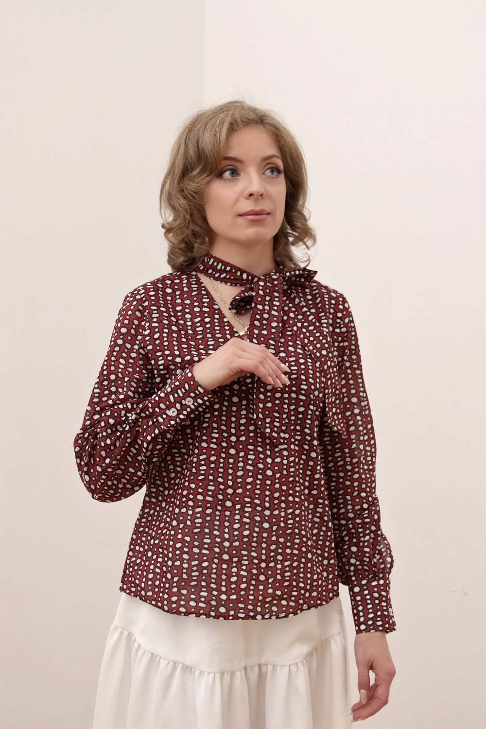Блузка Esthetic Code Z-02888 батист Бордо с белым