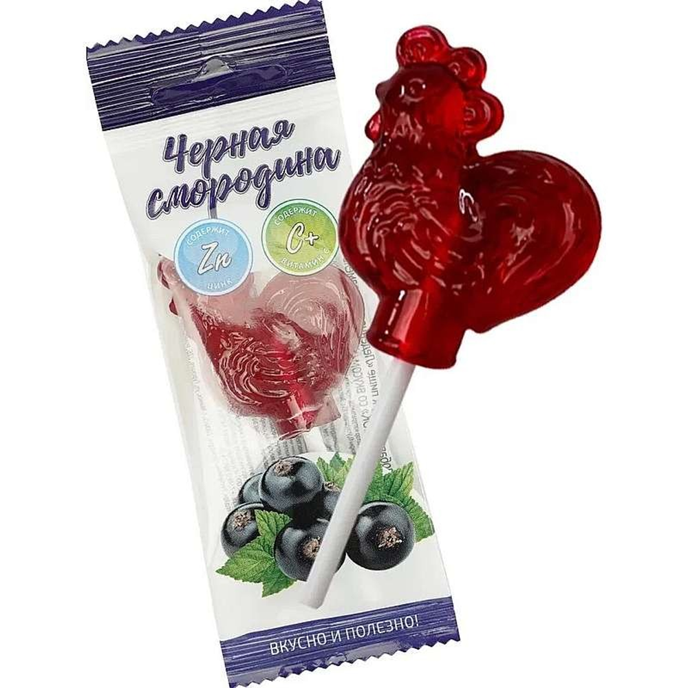 Леденец карамель Петушок черная смородина с Цинком и витамином С 17гр.
