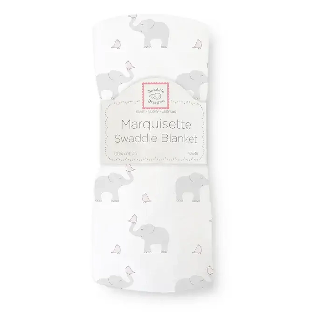 SwaddleDesigns SD-458PP Пеленка маркизет - Elephant & Chickies, Pastel Pink