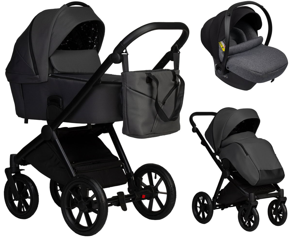 Детская коляска Indigo Solio 3 в 1 с автокреслом Avionaut Cosmo Grey So05 т.серый