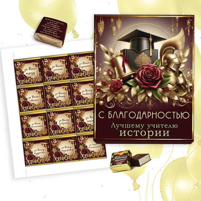 Шокобокс С благодарностью учителю истории, набор 12 конфет