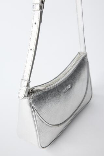 ZARA МЕТАЛЛИЗИРОВАННАЯ СУМКА, СЕРЕБРИСТЫЙ