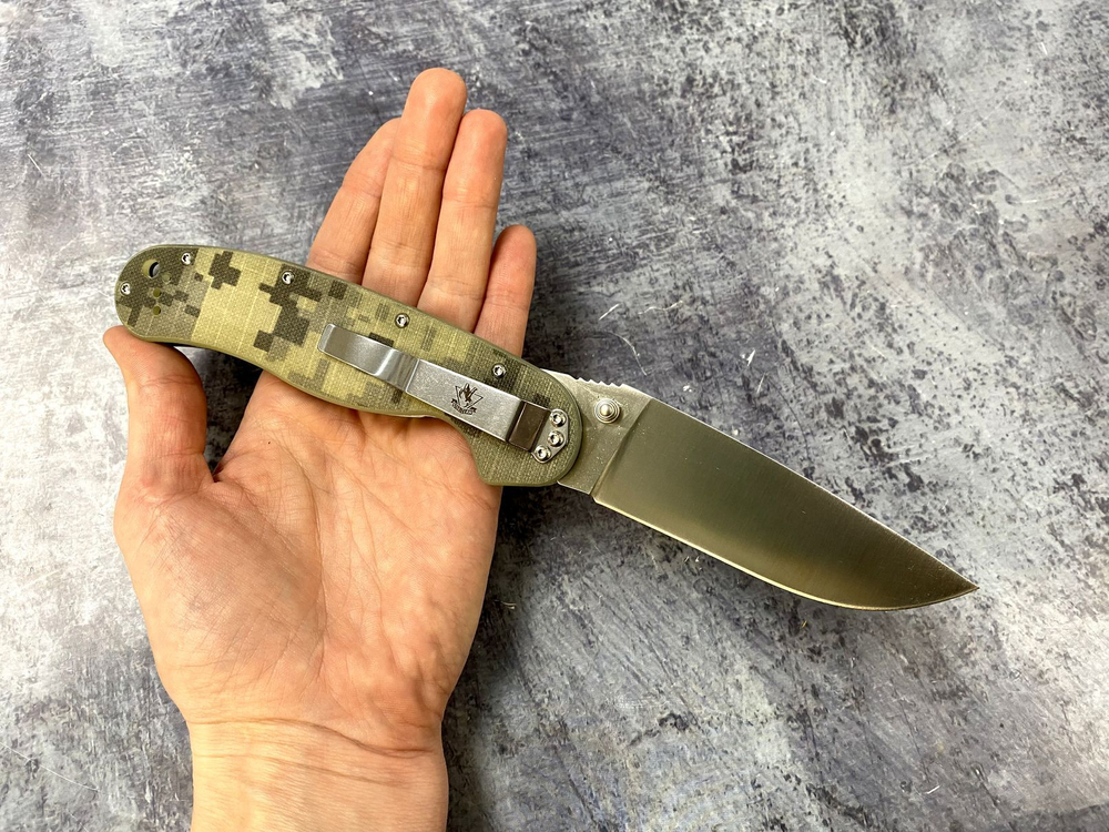 Складной нож Крыса, сталь AUS8, рукоять G10 пиксель