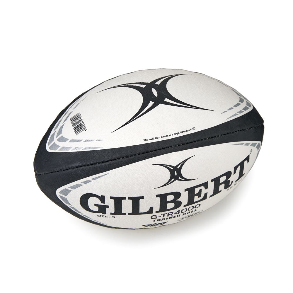 Мяч для регби GILBERT G-TR4000, 42097705, р.5, резина, ручная сшивка, бело-черно-серый