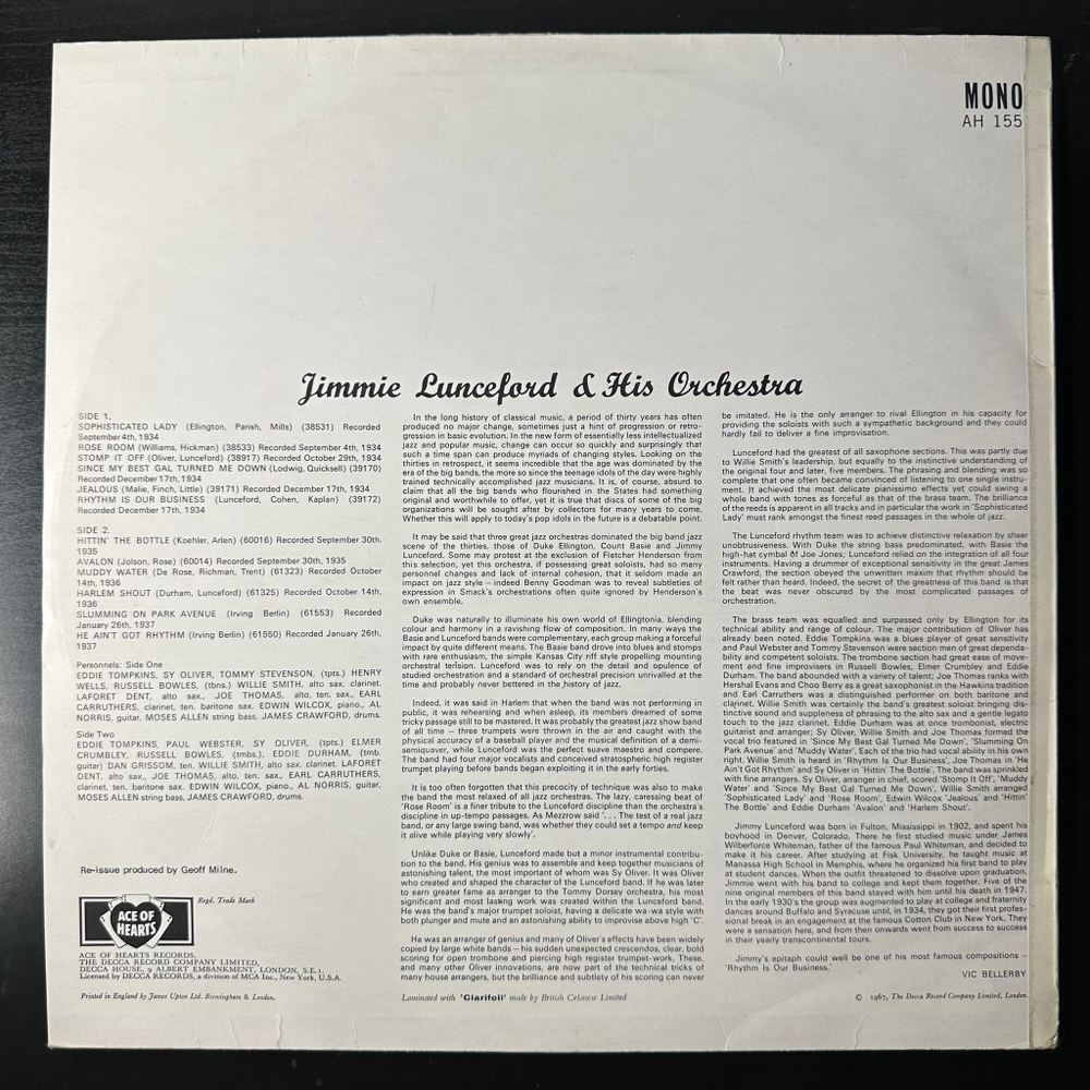 Jimmie Lunceford & His Orchestra ‎– Rhythm Is Our Business (Англия 1967г.)