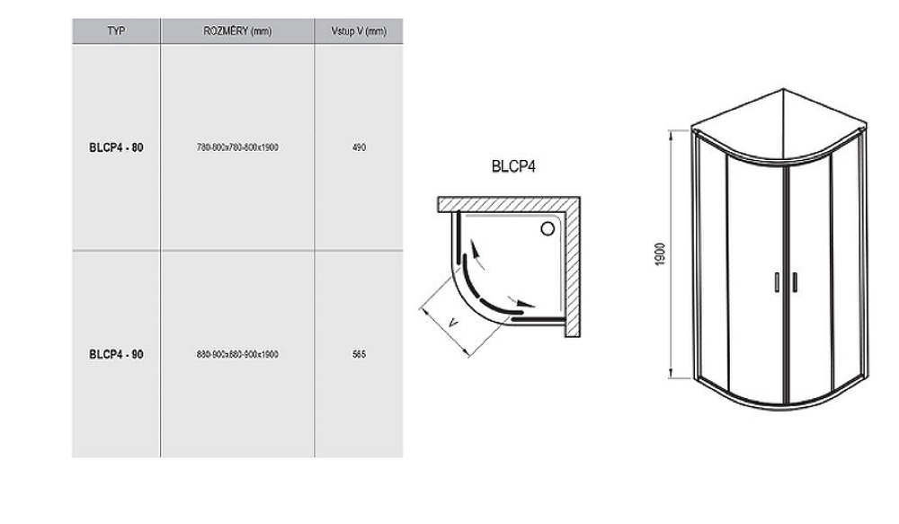 Душевой уголок Ravak Blix BLCP4-80 80x80 3B240100Z1 профиль Белый стекло Transparent