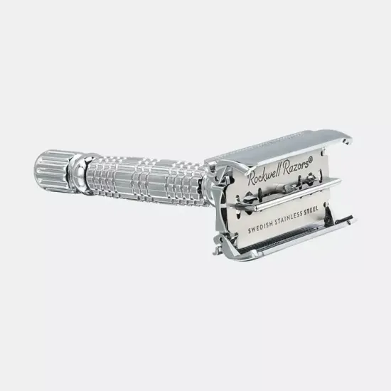 Т-образная бритва (станок) Rockwell R1, белый хром