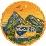 Набор для вышивания нитками Panna, Живая картина. Брошь. Поездка к закату, 5.5x5.5 см