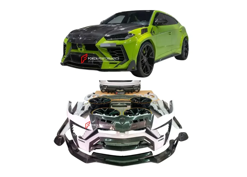 Широкий карбоновый обвес для Lamborghini Urus с коваными дисками Ламборгини Урус