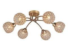 Люстра потолочная Rilon 07641/6 GOLD, 6×40 Вт, золотая