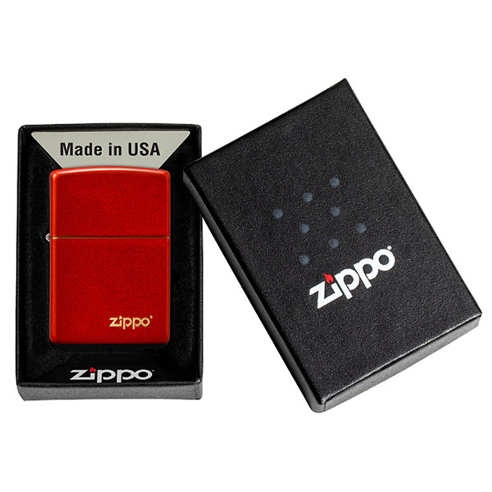 Зажигалка Zippo Classic с логотипом и покрытием Metallic Red