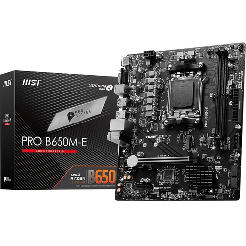 Материнская плата MSI PRO B650M-E (AM5/AMD B650/4xDDR5/2xPCI-Ex16/M.2/SB7.1/GLAN/HDMI/VGA/mATX)