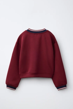 ZARA СПОРТИВНАЯ ТОЛСТОВКА С V-ОБРАЗНЫМ ВЫРЕЗОМ, ТЕМНО-БОРДОВЫЙ