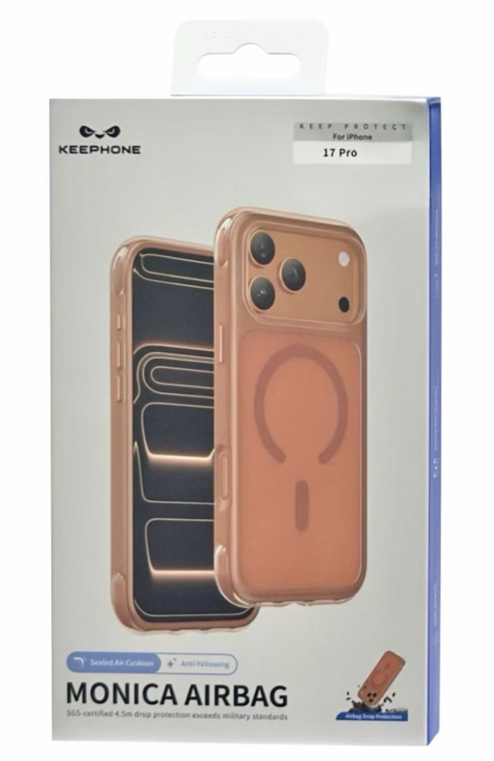 Накладка для i-Phone 17 Pro Keephone Monica Airbag оранжево-прозрачный