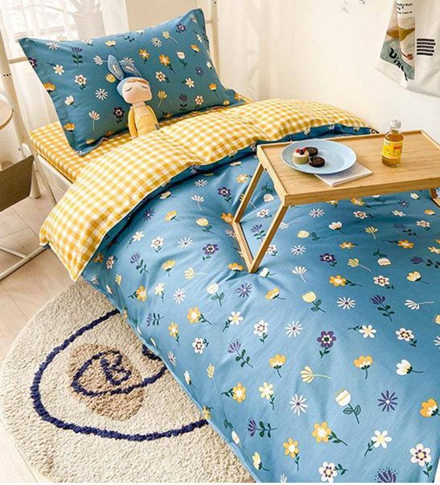 ZEPHYR HOME КПБ 1.5 Полуторка Сатин Синий цветы