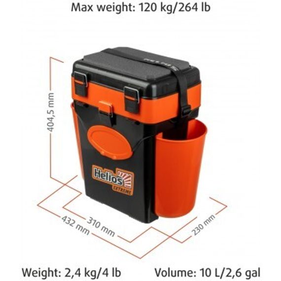 Ящик зимний Helios "FishBox" (10л) оранжевый