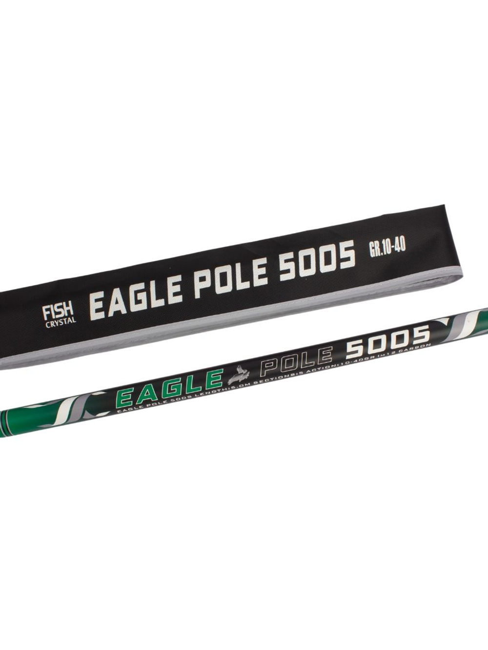 Удилище телескопическое без колец (маховое) "EAGLE POLE" FISH CRYSTAL , длина 5 м (тест 10-40гр) CARBON 40T