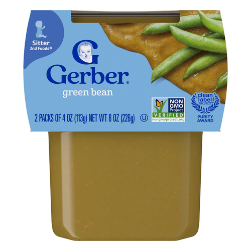 Gerber, 2nd Foods®, детское питание, зеленая фасоль, 2 упаковки по 113 г (4 унции)