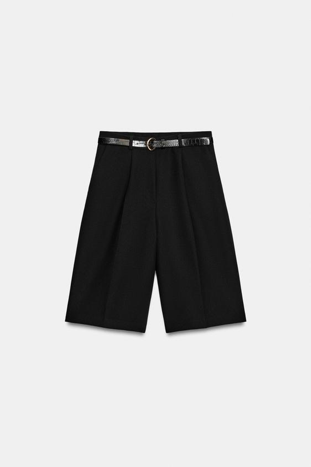 ZARA ДЛИННЫЕ ШОРТЫ С РЕМНЁМ, ЧЕРНЫЙ