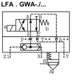 LFA63GWA-7X/ - Крышка для логического клапана, типоразмер Ду63 функционал - GWA = крышка со встроенным клапаном "ИЛИ" под установку распределителя Ду10, три выхода X, Z1 и Y, внешний канал X - нет, уплотнение NBR
