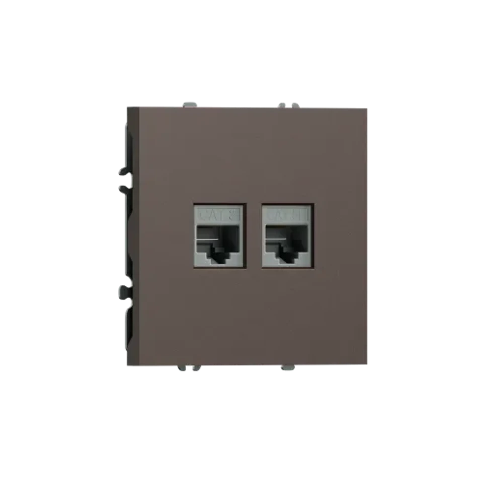 Розетка комбинированная RJ11 + RJ45 (cat.3/5e/ClassE-4/8), мокко DONEL S08