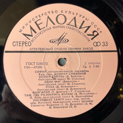 Винтажная виниловая пластинка LP ВИА София (СССР 1976)