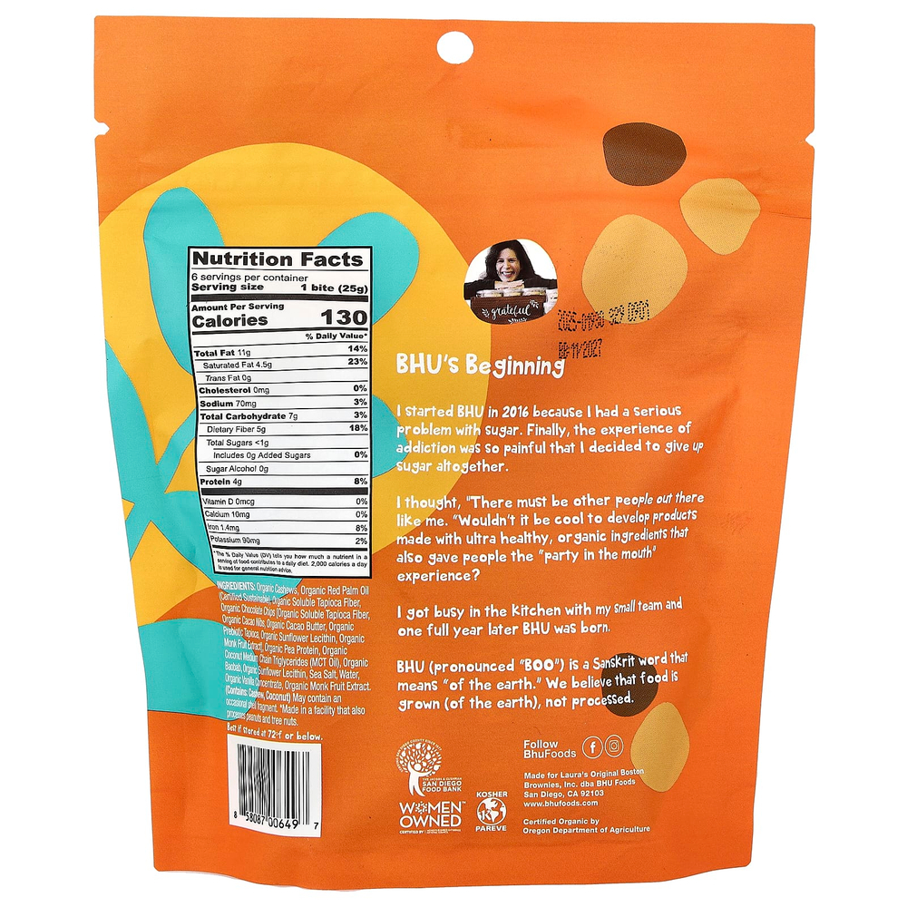 BHU Foods, Protein Bites, тесто для шоколадного печенья, 6 кусочков, 25 г (0,88 унции)